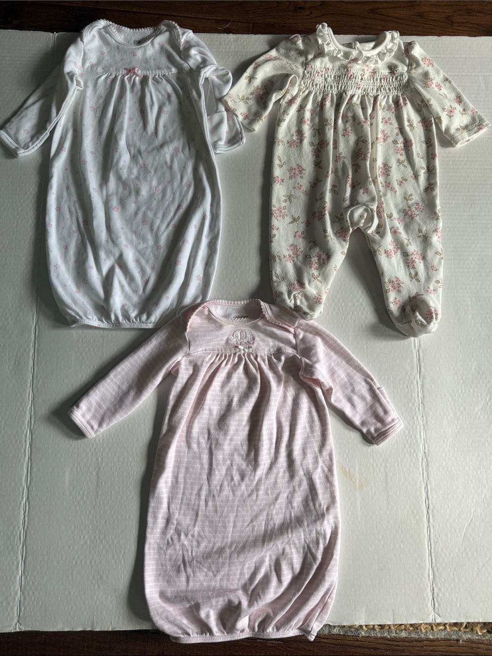 Little Me Baby Girls Pink and Cream Floral Long Sleeve Pajama  and 2 Sleep Sacks
